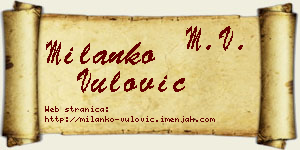 Milanko Vulović vizit kartica